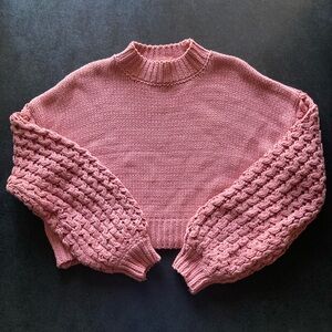 Mauve Pink Cropped Knit Sweater